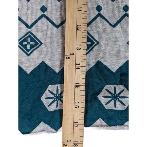 Colsie Cropped Sweatshirt Fair Isle Fleece Lounge Gray S Teal Long Sleeves Crew - Picture 9 of 9